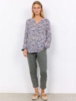 Soyaconcept 40488 printed long-sleeved V-neck blouse lilac combo