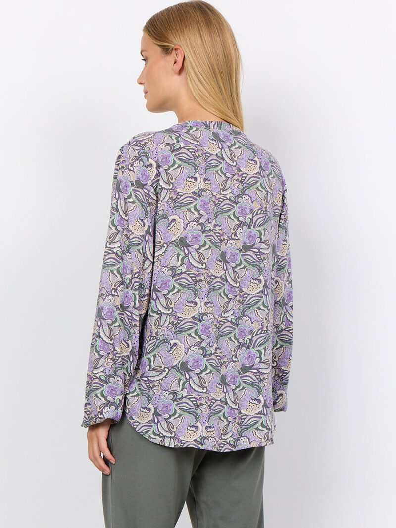 Soyaconcept 40488 printed long-sleeved V-neck blouse lilac combo