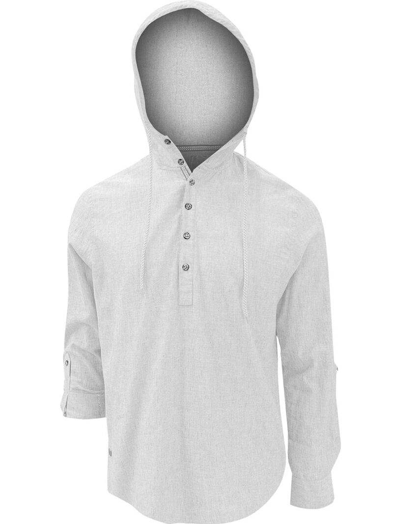 Point Zero 7264201 long-sleeved linen shirt with hood white color
