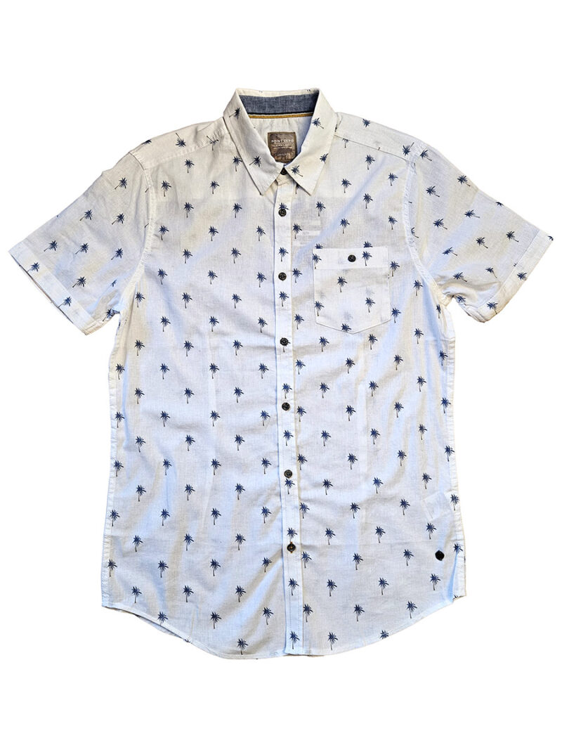 Point Zero shirt 7264320 in short-sleeved printed linen white color