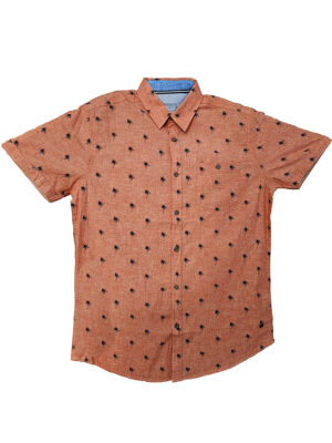 Point Zero shirt 7264320 in short-sleeved printed linen orange color
