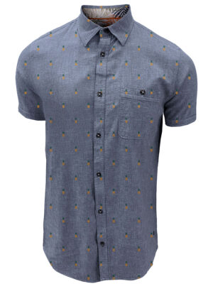 Point Zero shirt 7264321 in short-sleeved printed linen chambray color