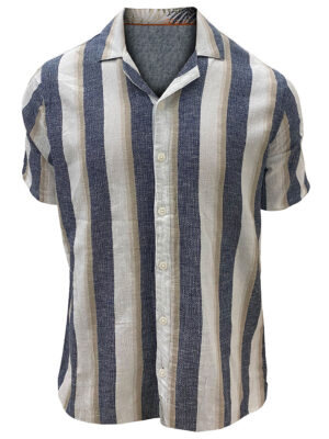 Point Zero shirt 7264356 in cotton-linen short sleeves with stripes