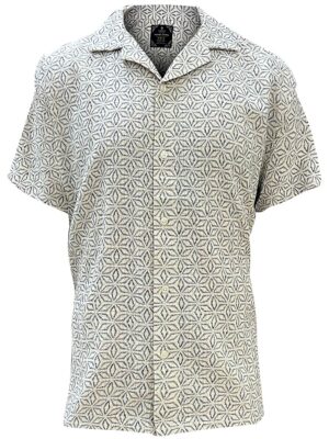 Point Zero shirt 7264371 textured printed cotton-linen short sleeves