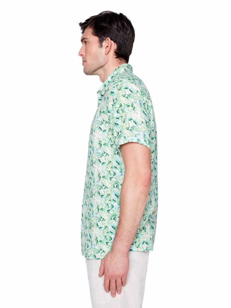 Projek Raw 142206 shirt in soft and comfortable printed linen green combo