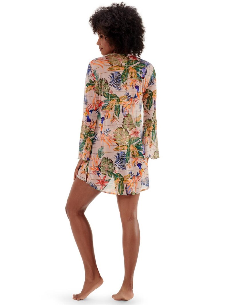 Marysill 7003-20E printed long sleeve swimsuit cover-up cream combo