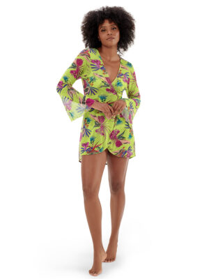 Marysill 7003-22E Printed Long Sleeve Cover-Up green combo