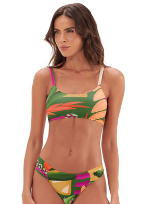 Maryssil bikini top 628-25E cropped adjustable straps green combo