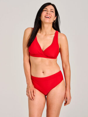Mosaic bikini top MOBEAW03085 V-neck red color