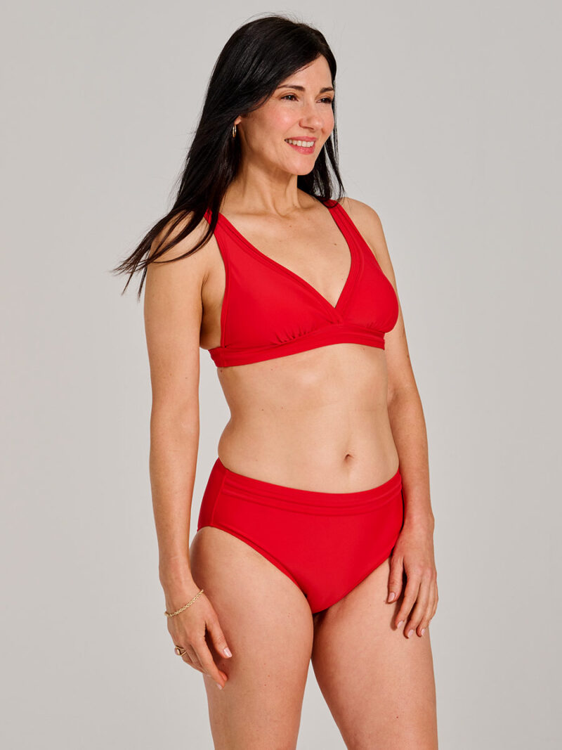 Haut bikini Mosaic MOBEAW03085 encolure en V couleur rouge