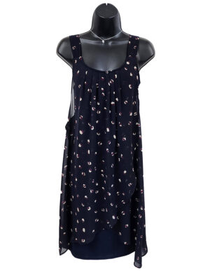 Bali 8374 printed sleeveless dress in navy combo