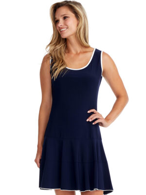 Dress Gitane Y004-navy sleeveless frill