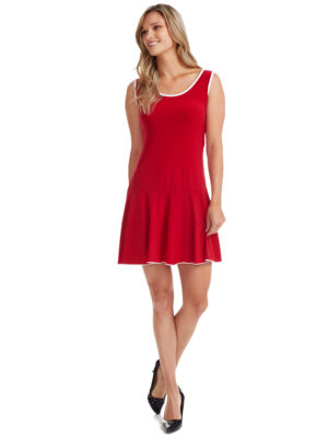 Gitane Dress Y004-red sleeveless frill