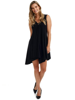 Modes Gitane R25506 sleeveless V-neck black dress