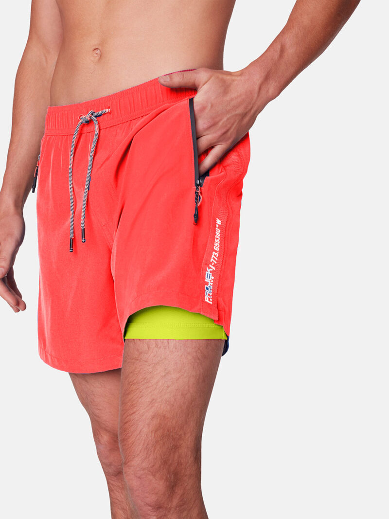 Short maillot Projek Raw PPS23605 confortable et extensible couleur corail