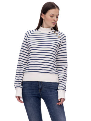 SweatshirtRagwear 2431-30002 rayure blanc cassé-bleu manches raglan