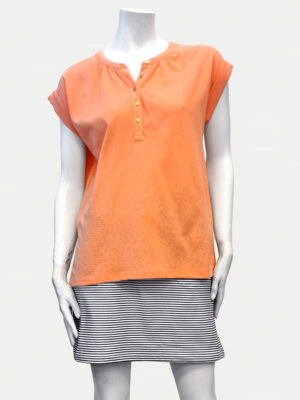 Point Zero T-shirt 8264506 short sleeves, button collar in coral color
