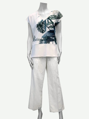 T-shirt Point Zero 8264515 imprimé manches courtes combo blanc et armée