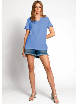 T-shirt bleu Point Zero 8264540 manches courtes en coton