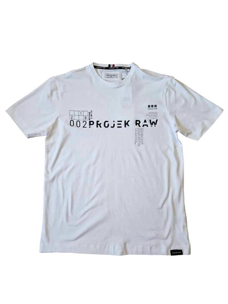 T-shirt Projek Raw 142710 manches courtes en coton imprimé couleur blanc