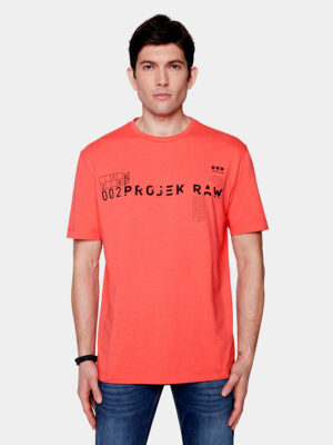 Projek Raw T-shirt 142710 short sleeves in printed cotton coral