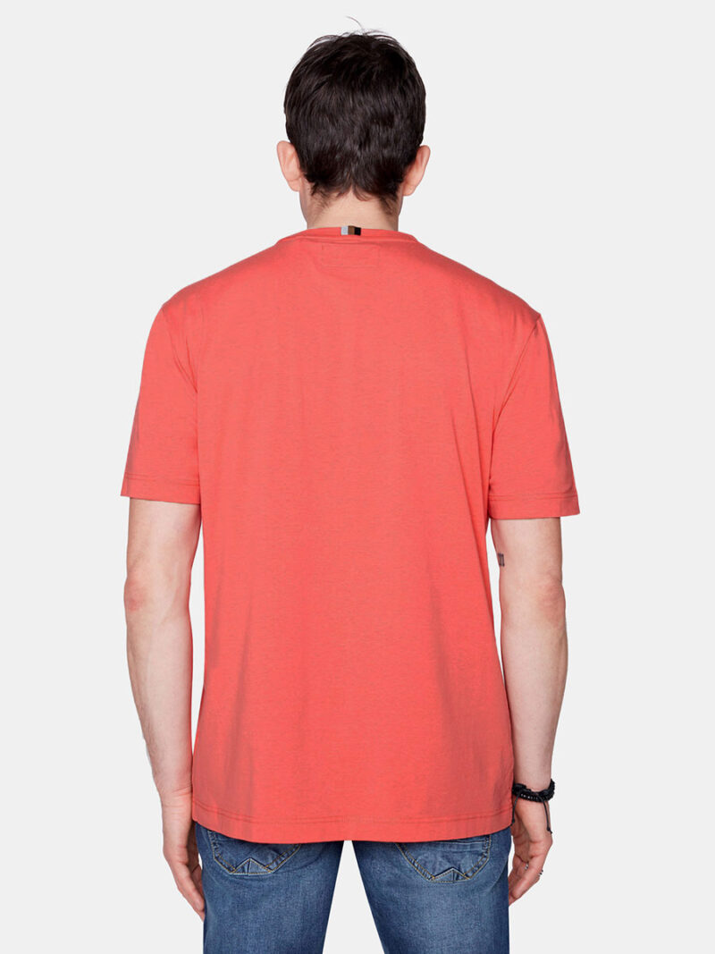 T-shirt Projek Raw 142710 manches courtes en coton imprimé couleur corail