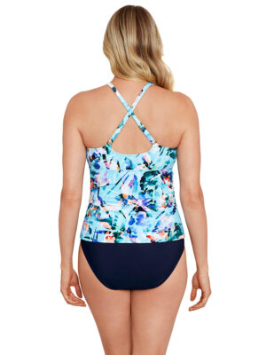 Penbrooke 60200052 printed tankini swimsuit with slimming panel blue combo