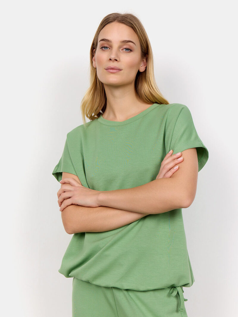 Soyaconcept Top 26475 comfortable round neckline in green color