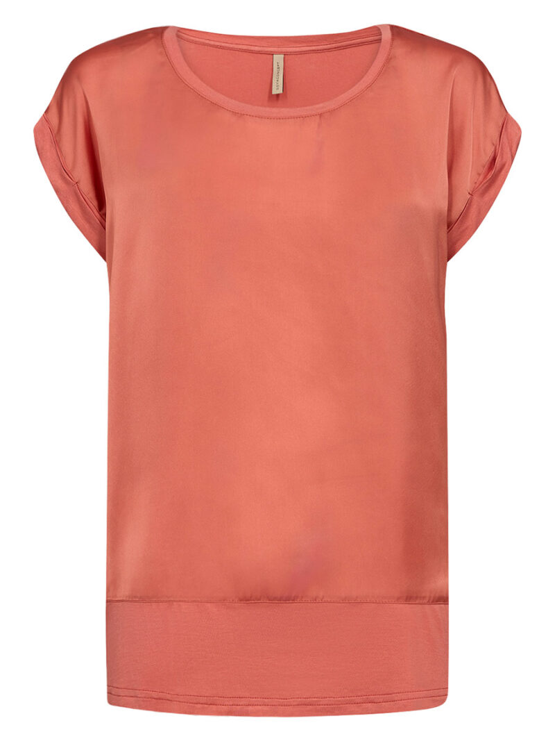 Top Soyaconcept 29026-40 satin short sleeves orange color