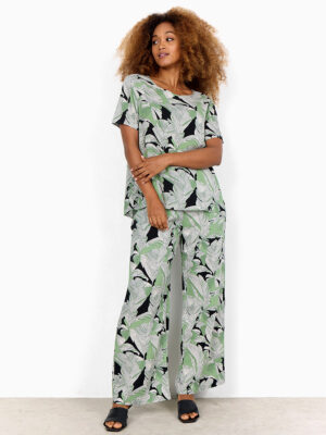 Soyaconcept Top 40552 printed round neckline green combo