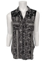 Motion MOM4064 printed sleeveless blouse in black combo