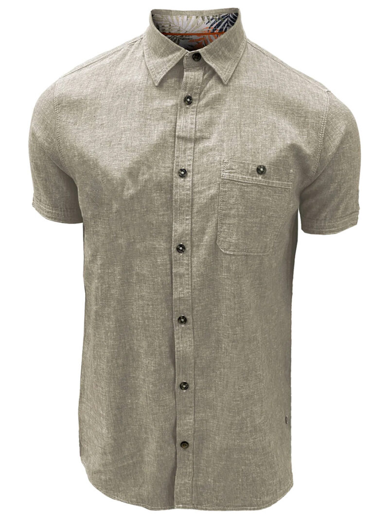 Point Zero 7264300 short-sleeved beige linen shirt with 1 pocket