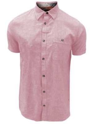 Point Zero 7264300 short-sleeved pink linen shirt with 1 pocket