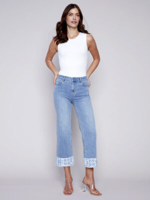 Charlie B Jeans C5496-431A 7/8 embroidered cuff