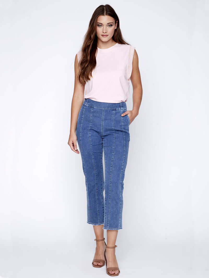 CoCo Y Club Jeans 241-1841 Pull-on Ankle Length medium blue
