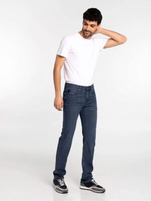 Peter Lois 1642-6937-00-82 jeans in stretch denim with elastic waistband in medium blue