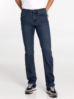 Peter Lois 1642-6937-00-82 jeans in stretch denim with elastic waistband in medium blue