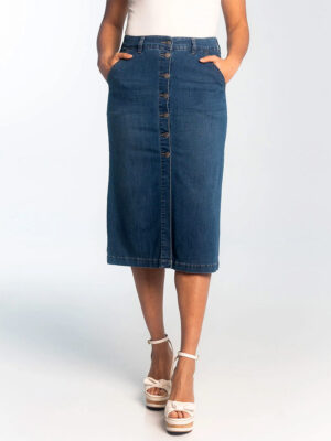 Jupe longue Lois 2941-6940-00 jeans boutonnée bleu moyen