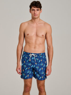 Nortcoast swim shorts NCBEAM03375 micro fiber pineapple print on blue background