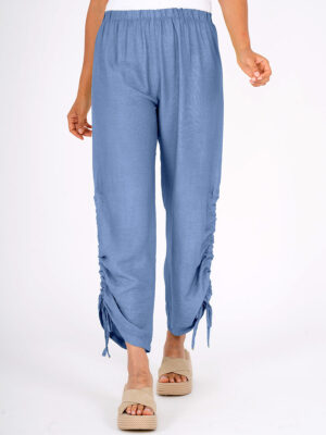 Pantalon M Italy 11-4042U plissé sur la jambe couleur bleu denim