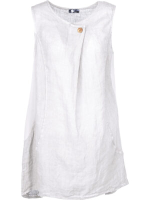 M Italy dress  19-5886U in sleeveless linen in white color