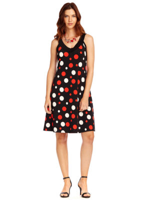 Modes Gitane V39-3232G short printed sleeveless sun dress with white and red dots