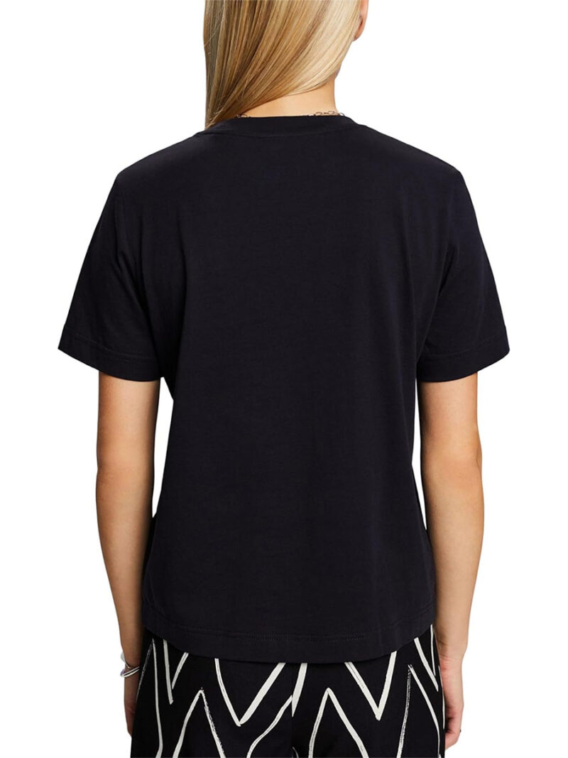 T-shirt Esprit 014EE1K320 coton imprimé noir