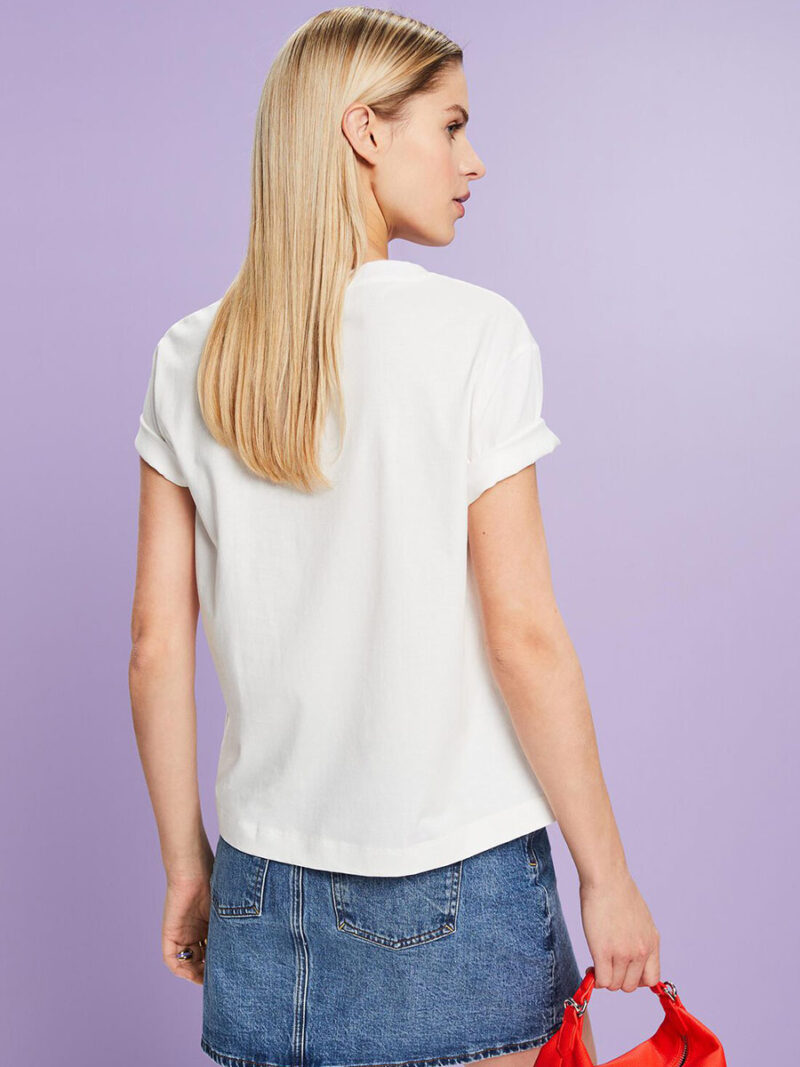 T-shirt Esprit 014EE1K334 coton imprimé blanc