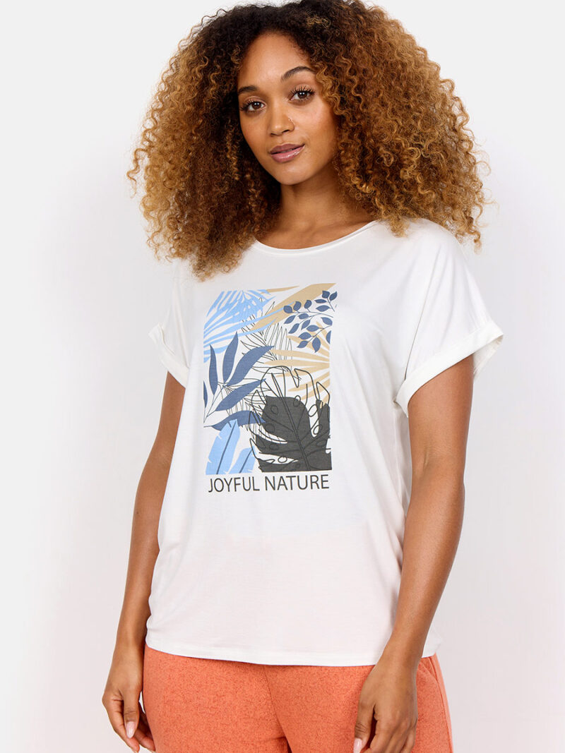 T-shirt Soyaconcept 26481 manches courtes imprimé encolure ronde confortable combo bleu