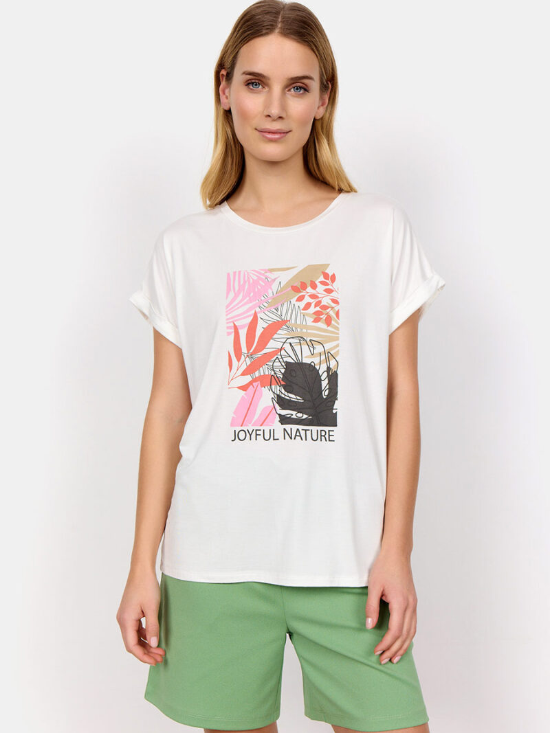 T-shirt Soyaconcept 26481 manches courtes imprimé encolure ronde confortable combo rose