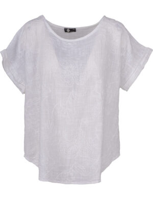 Top M Italy 10-23210U short sleeves embroidered white color