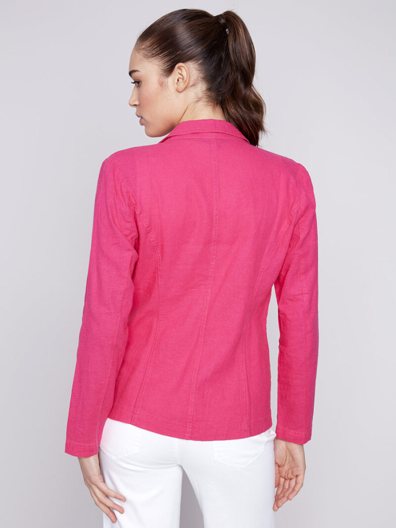Charlie B linen jacket C6301-229B in pink solid color