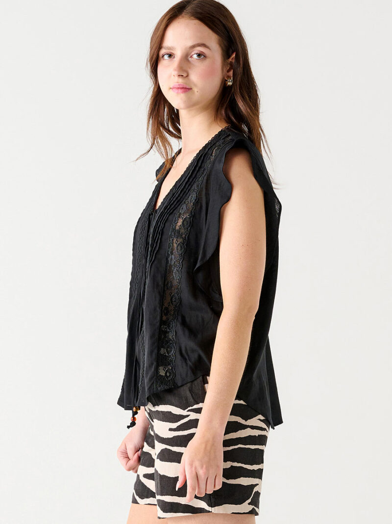 Blouse Black Tape 2323522T black sleeveless with lace