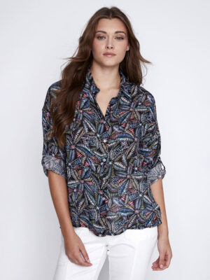 CoCo Y Club 241-2255 printed blouse with short sleeves